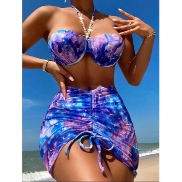 Other - Hot Pink Drawstring Plunging One Piece Swimsuit